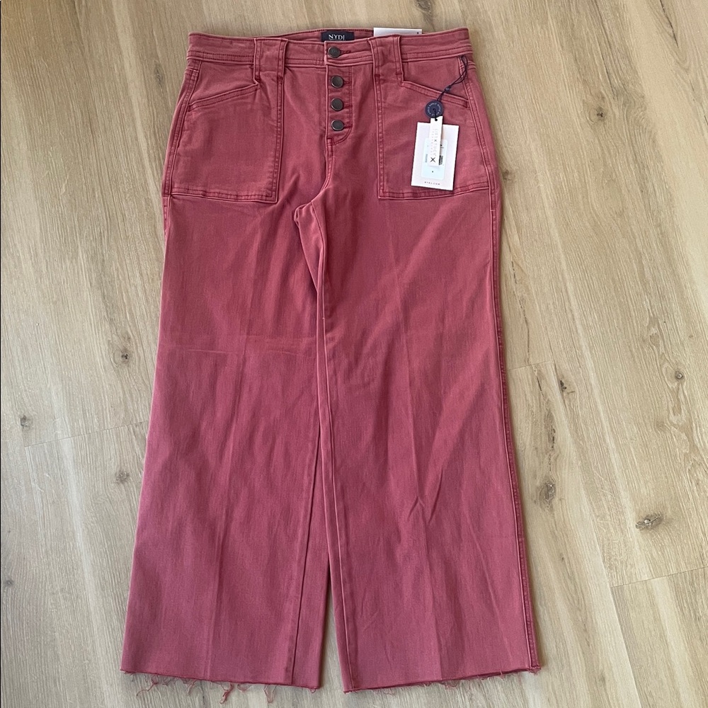 NYDJ Wide Leg Flare Jeans in Dusty Rose